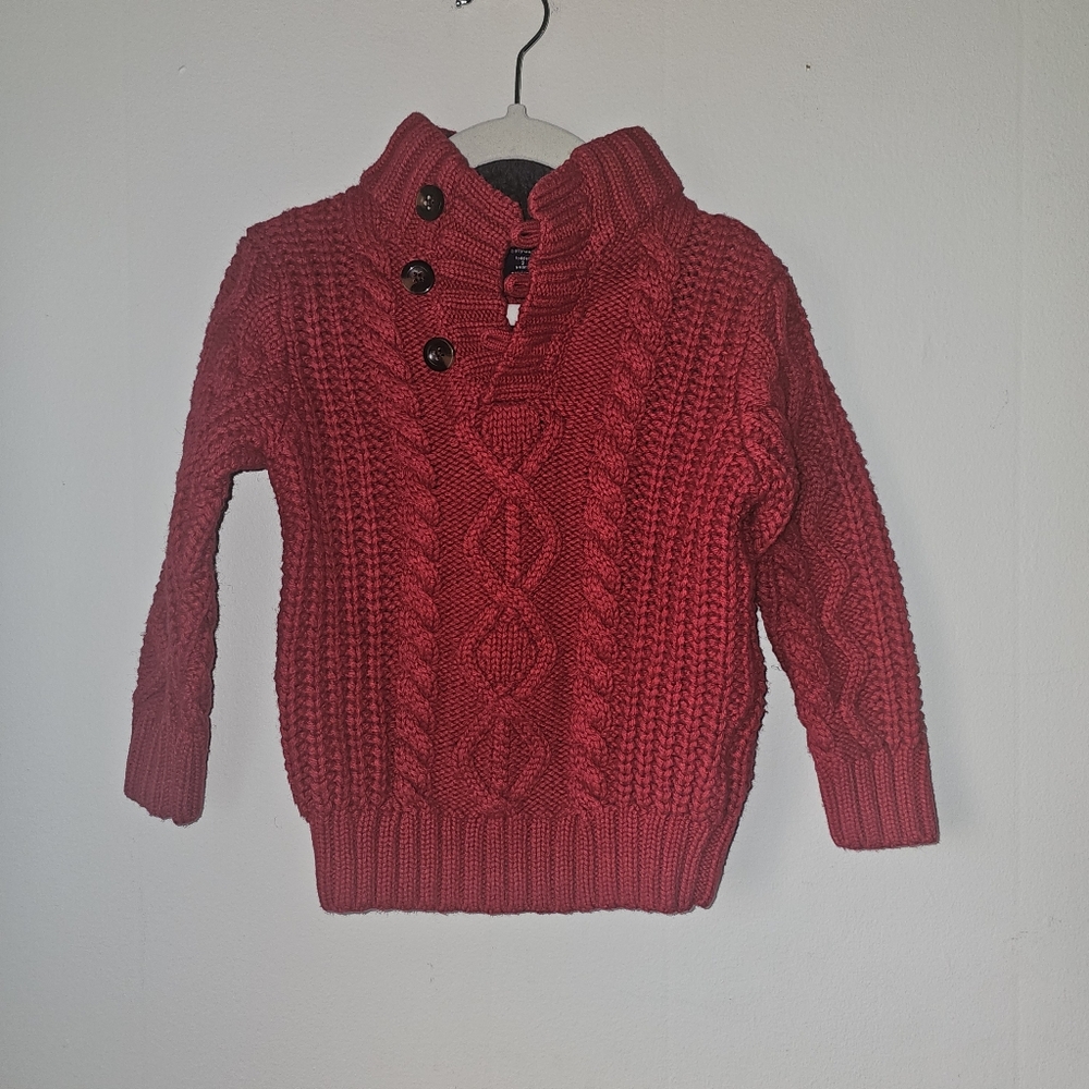 NWOT | 2T | Baby Gap | Red Cable Knit Shawl Collar Sweater